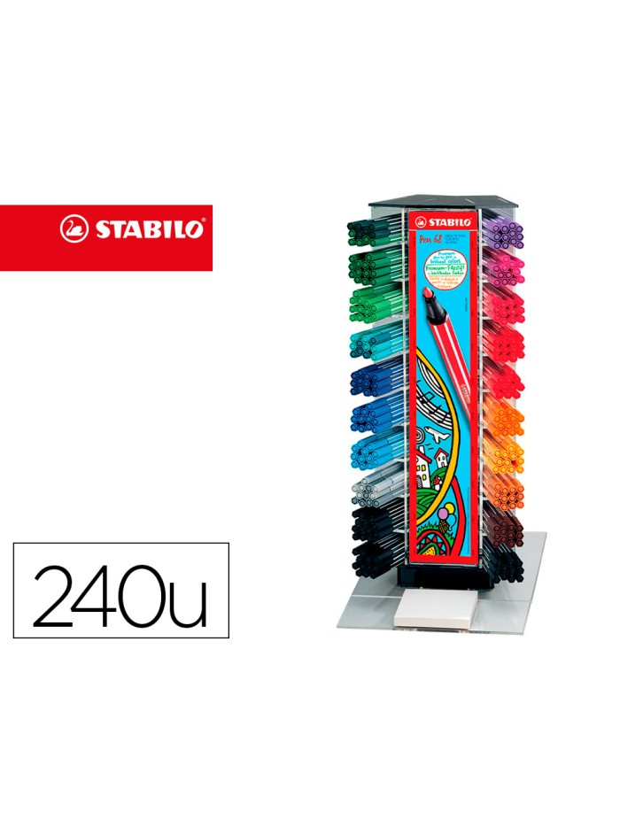 Rotulador stabilo acuarelable pen 68 counter expositor 240 unidades colores surtidos Rotulador stabilo acuarelable pen 68 counter expositor 240 unidades colores surtidos