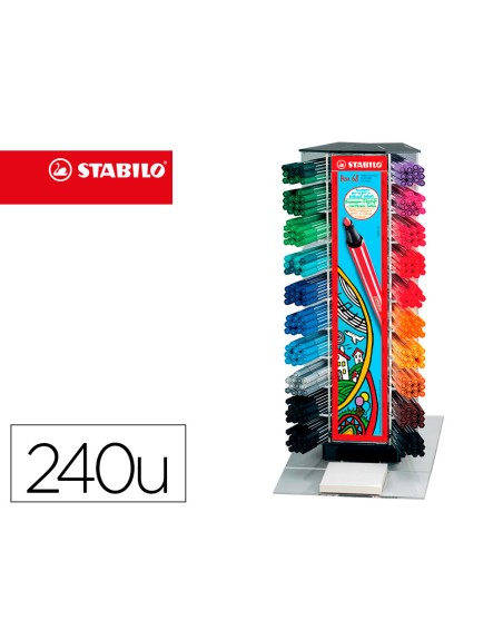 Rotulador stabilo acuarelable pen 68 counter expositor 240 unidades colores surtidos