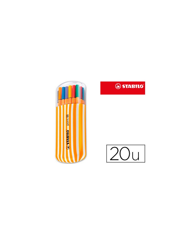 Rotulador stabilo punta de fibra point 88 zebrui estuche de 20 unidades colores surtidos Rotulador stabilo punta de fibra point 88 zebrui estuche de 20 unidades colores surtidos