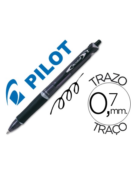 Boligrafo pilot acroball negro tinta aceite punta de bola de 1,0mm retractil