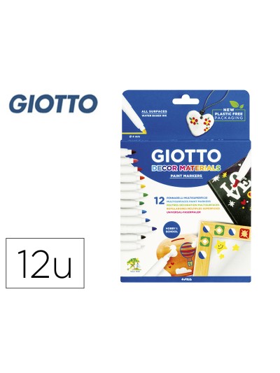 Rotulador giotto decor materials -caja de 12 colores surtidos