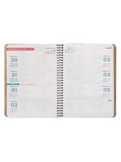 Agenda espiral antartik pattern a6+ 2025 semana vista color rosa nude papel 80gr