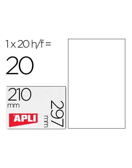 Etiquetas adhesivas apli de poliester resistente a la intemperie para impresora laser 210x297 mm
