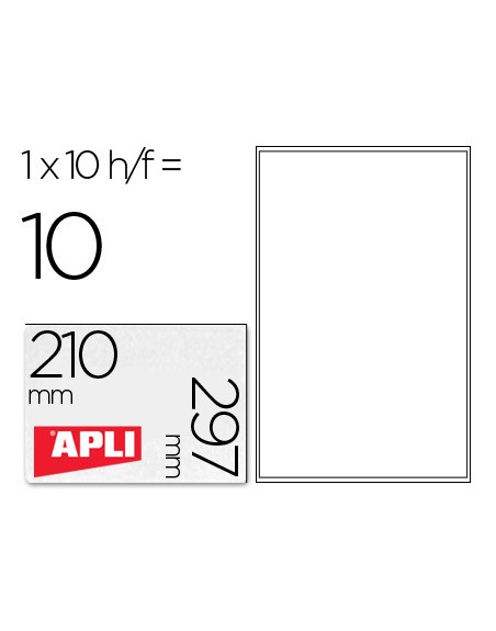 Etiquetas adhesivas apli transparentes poliester para impresora ink-jet 210x297 mm presentadas en carpetas de 10