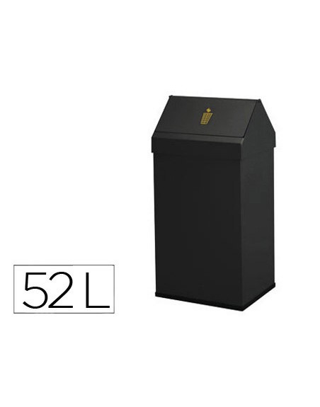 Papelera metalica basculante ganchos interiores aro inferior pvc ancho 32cm alto 65cm fondo 25cm capacidad 52l