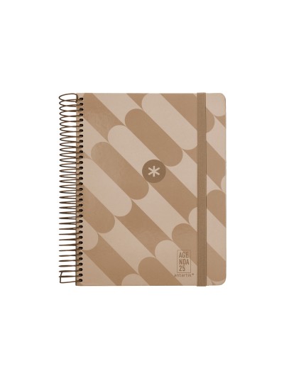 Agenda espiral antartik pattern a5+ 2025 dia pagina color rosa nude papel 80 gr