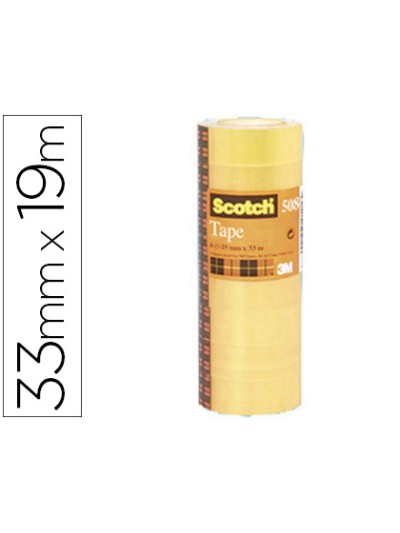 Cinta adhesiva scotch acordeon 33 mt x 19 mm pack de 8 unidades