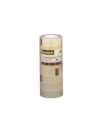 Cinta adhesiva scotch acordeon 550 33 mt x 19 mm pack de 8 unidades