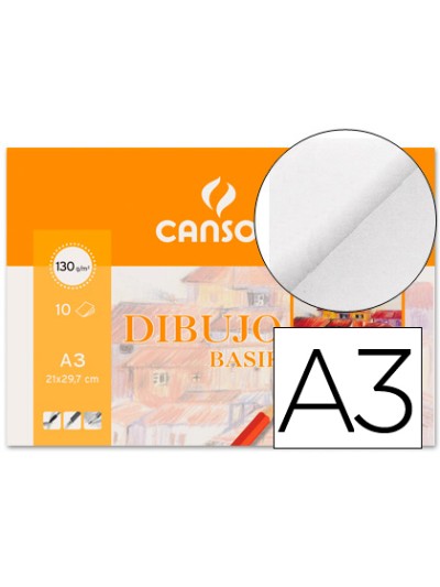 Papel dibujo basik 130 gr din a3 29,7x42 cm minipack de 10 hojas