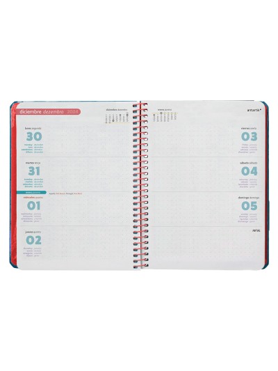Agenda espiral antartik bold a6 2025 semana vista color azul papel 80 gr
