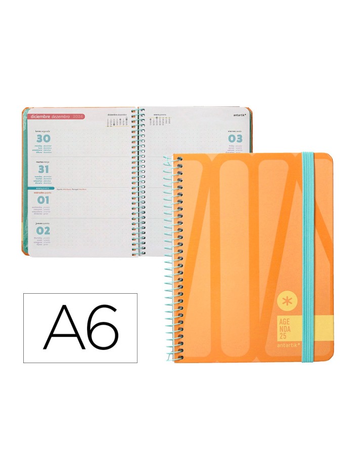 Agenda espiral antartik bold a6 2025 semana vista color melocoton papel 80 gr Agenda espiral antartik bold a6 2025 semana vista color melocoton papel 80 gr