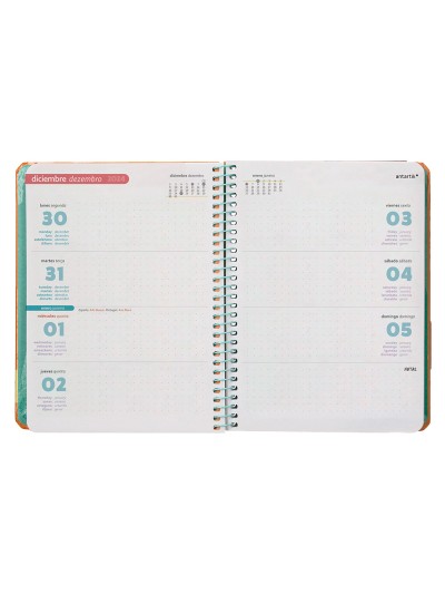 Agenda espiral antartik bold a6 2025 semana vista color melocoton papel 80 gr