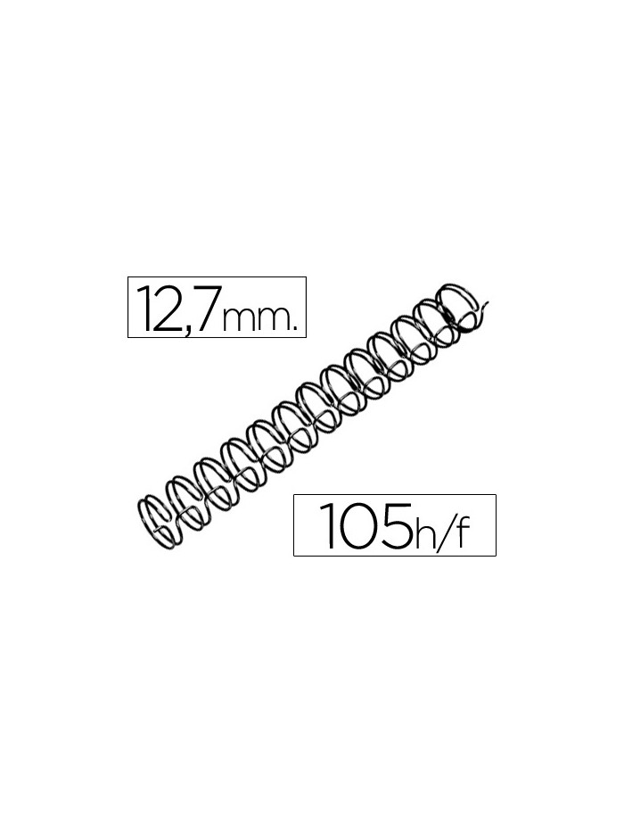 Espiral wire 3:1 12,7 mm n.8 negro capacidad 105 hojas caja de 100 unidades Espiral wire 3:1 12,7 mm n.8 negro capacidad 105 hojas caja de 100 unidades