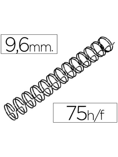Espiral wire 3:1 9,6 mm n.6 negro capacidad 75 hojas caja de 100 unidades
