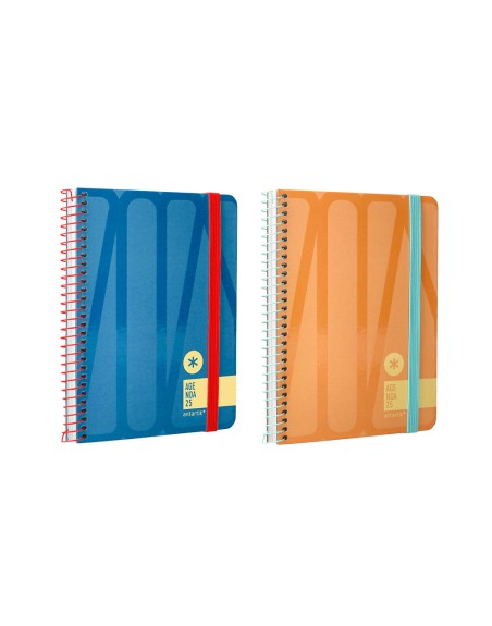 Agenda espiral antartik bold a6 2025 semana vista colores surtidos azul y melocoton papel de 80 gr