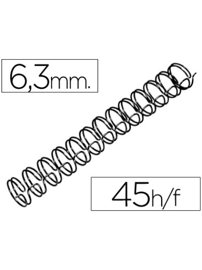 Espiral wire 3:1 6,3 mm n.4 negro capacidad 45 hojas caja de 100 unidades