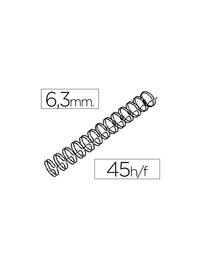 Espiral wire 3:1 6,3 mm n.4 negro capacidad 45 hojas caja de 100 unidades Espiral wire 3:1 6,3 mm n.4 negro capacidad 45 hojas caja de 100 unidades
