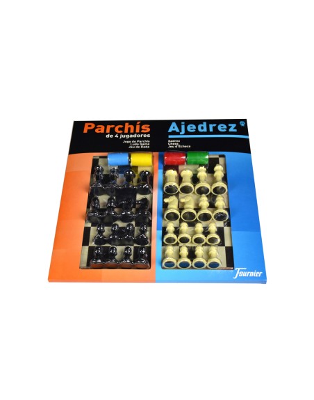 Parchis con ajedrez tablero grande 4 jugadores 41x40x4,8 cm