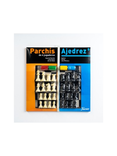 Parchis con ajedrez tablero grande 4 jugadores 41x40x4,8 cm