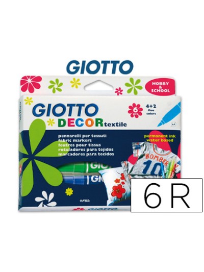Rotulador giotto decor textile para camisetas 6 colores