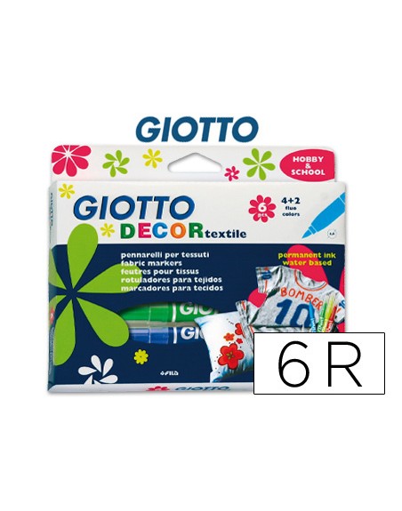Rotulador giotto decor textile para camisetas 6 colores