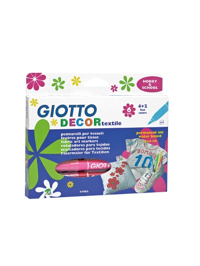 Rotulador giotto decor textile para camisetas 6 colores