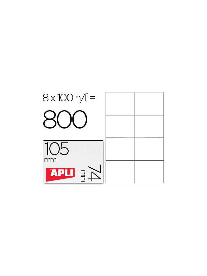 Etiqueta adhesiva apli 1279 tamaño 105x74 mm para fotocopiadora laser ink-jet caja con 100 hojas din a4 Etiqueta adhesiva apli 1279 tamaño 105x74 mm para fotocopiadora laser ink-jet caja con 100 hojas din a4