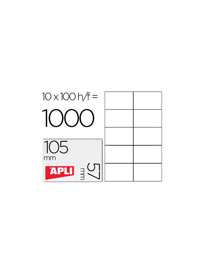 Etiqueta adhesiva apli 1278 tamaño 105x57 mm para fotocopiadora laser ink-jet caja con 100 hojas din a4 Etiqueta adhesiva apli 1278 tamaño 105x57 mm para fotocopiadora laser ink-jet caja con 100 hojas din a4
