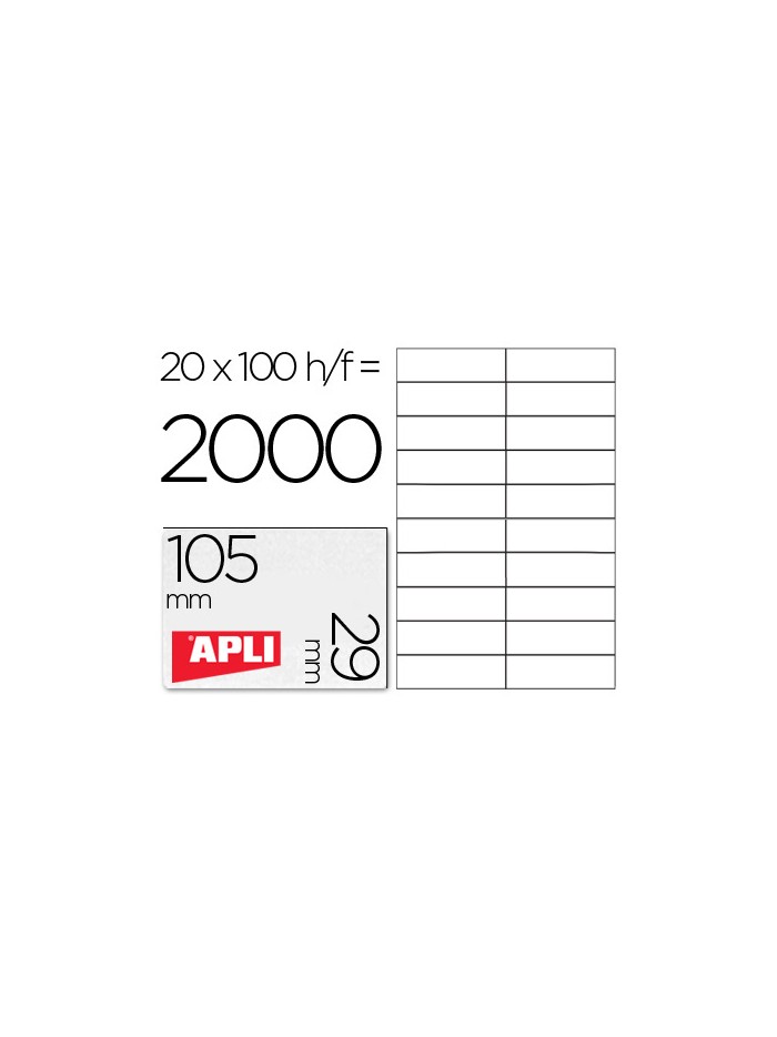 Etiqueta adhesiva apli 1299 tamaño 105x29 mm para fotocopiadora laser ink-jet caja con 100 hojas din a4 Etiqueta adhesiva apli 1299 tamaño 105x29 mm para fotocopiadora laser ink-jet caja con 100 hojas din a4