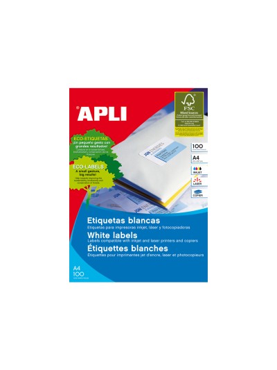 Etiqueta adhesiva apli 1285 tamaño 48,5x25,4 mm para fotocopiadora laser ink-jet caja con 100 hojas din a4