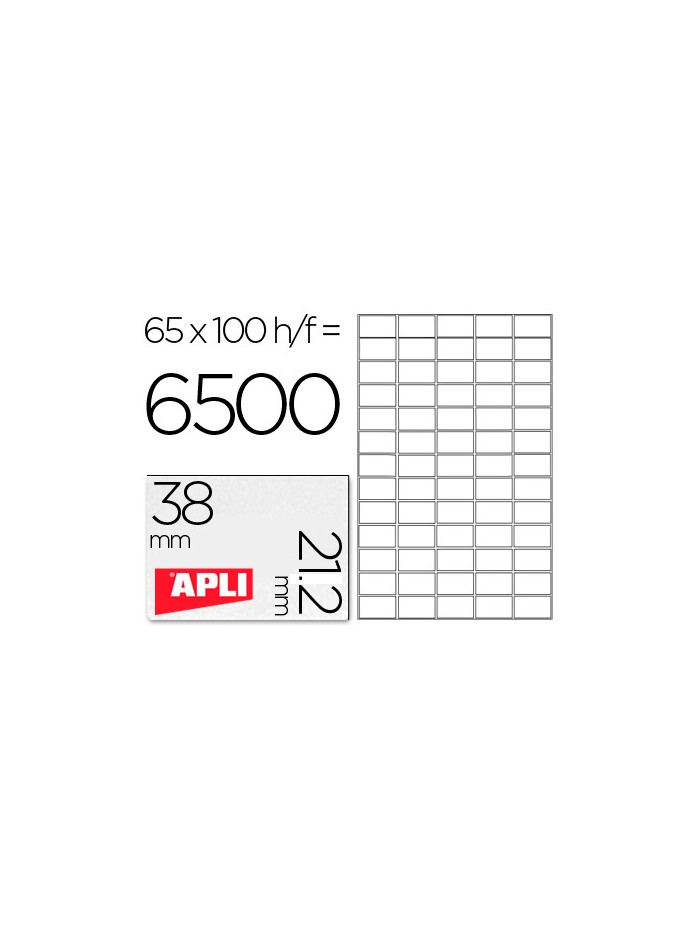 Etiqueta adhesiva apli 1283 tamaño 38x21.2mm para fotocopiadora laser ink-jet caja con 100 hojas din a4 Etiqueta adhesiva apli 1283 tamaño 38x21.2mm para fotocopiadora laser ink-jet caja con 100 hojas din a4