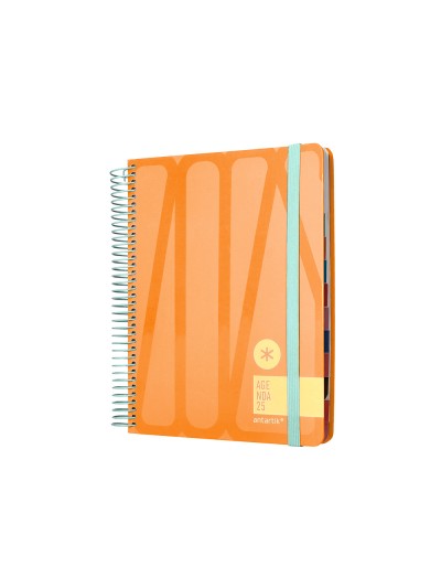 Agenda espiral antartik bold a5+ 2025 dia pagina colores azul y melocoton surtidos papel 80 gr