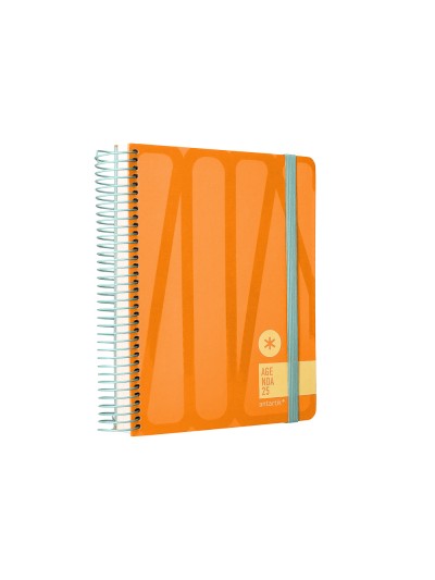 Agenda espiral antartik bold a5+ 2025 dia pagina colores azul y melocoton surtidos papel 80 gr