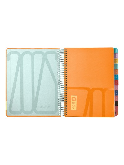 Agenda espiral antartik bold a5+ 2025 dia pagina colores azul y melocoton surtidos papel 80 gr