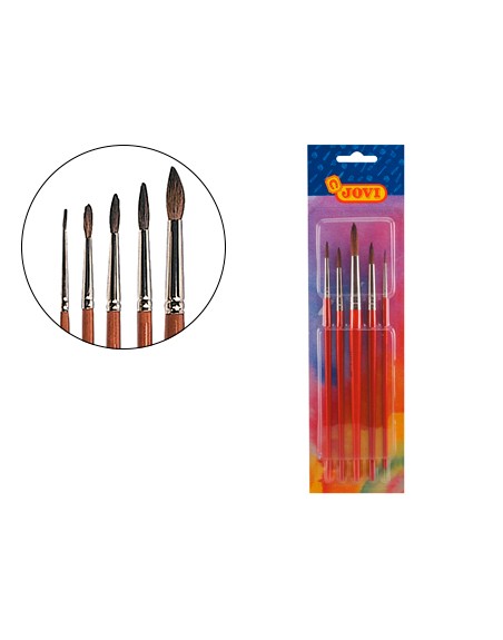 Pinceles acuarela jovi blister de 5 unidades surtidas
