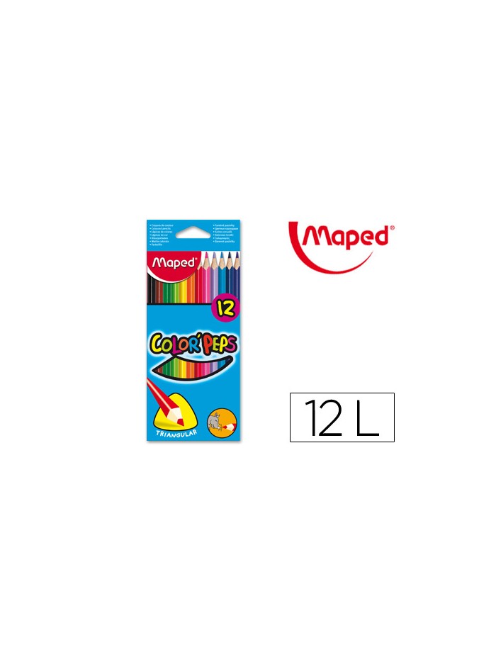 Lapices de colores maped triangulares caja de 12 unidades colores surtidos Lapices de colores maped triangulares caja de 12 unidades colores surtidos