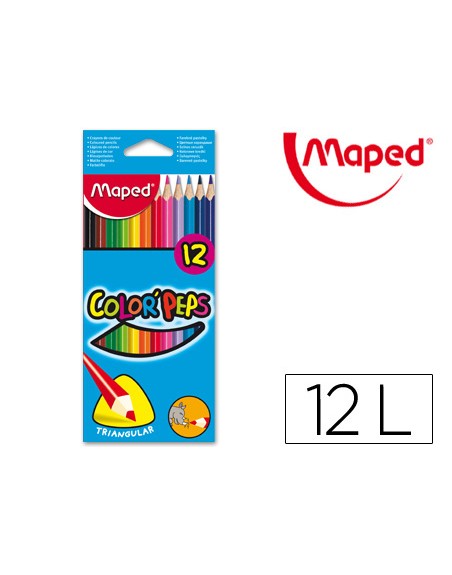 Lapices de colores maped triangulares caja de 12 unidades colores surtidos