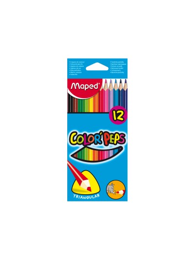 Lapices de colores maped triangulares caja de 12 unidades colores surtidos