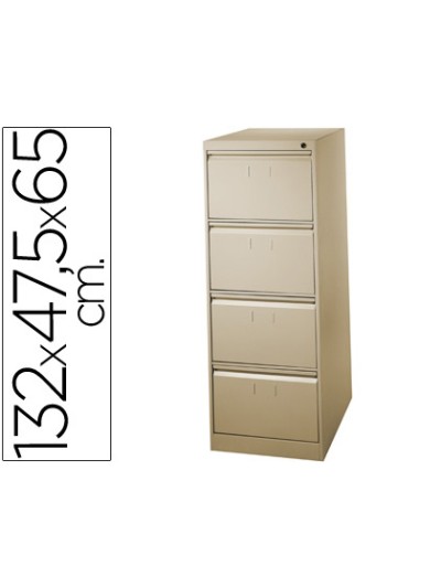 Fichero cajones de suelo metal 4 cajones 132 cm alto 65 cm prof 47,5 ancho beige n.34 guias telescopicas antivuelco
