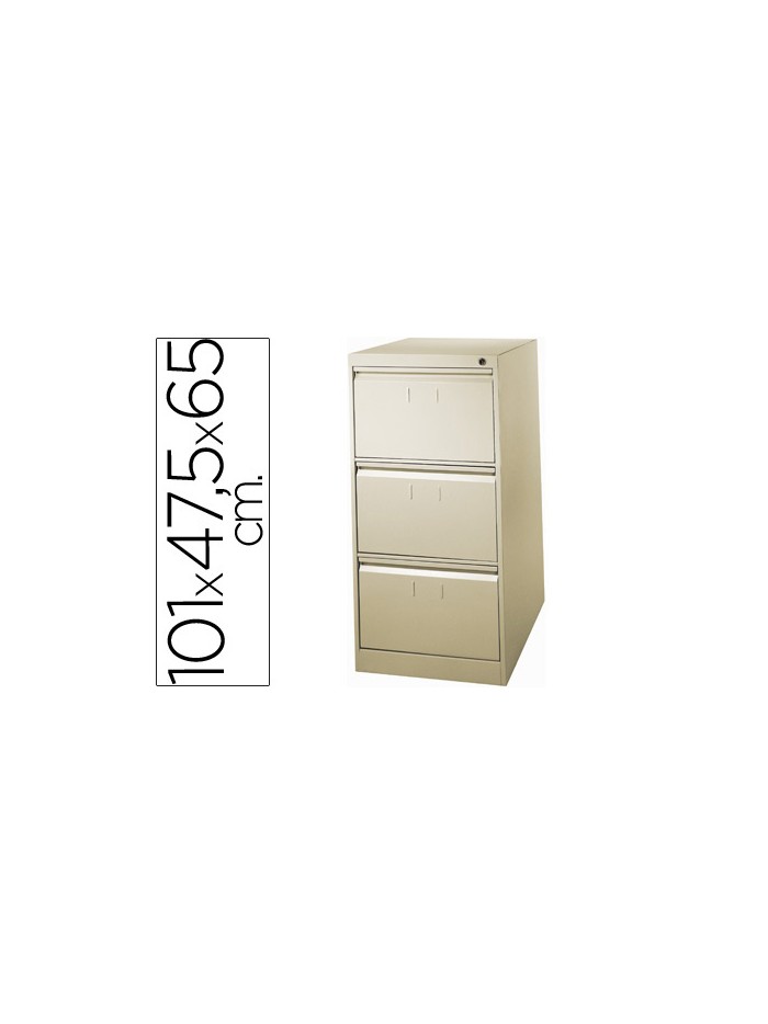 Fichero cajones de suelo metalico de 3 cajones 101 alto,65 prof. 47,5 ancho color beige n.34 antivuelco Fichero cajones de suelo metalico de 3 cajones 101 alto,65 prof. 47,5 ancho color beige n.34 antivuelco