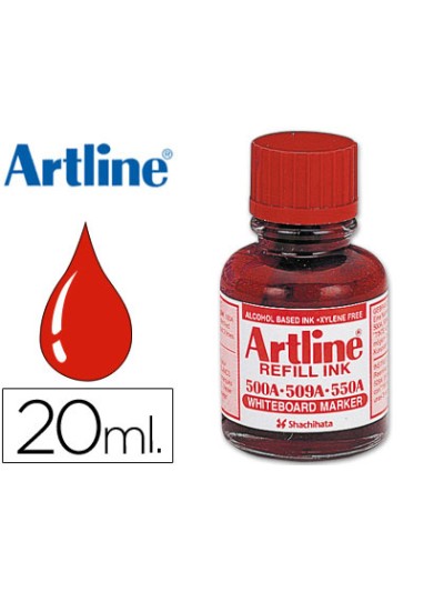 Tinta artline rojo para rotulador pizarra blanca 500a bote 20 ml
