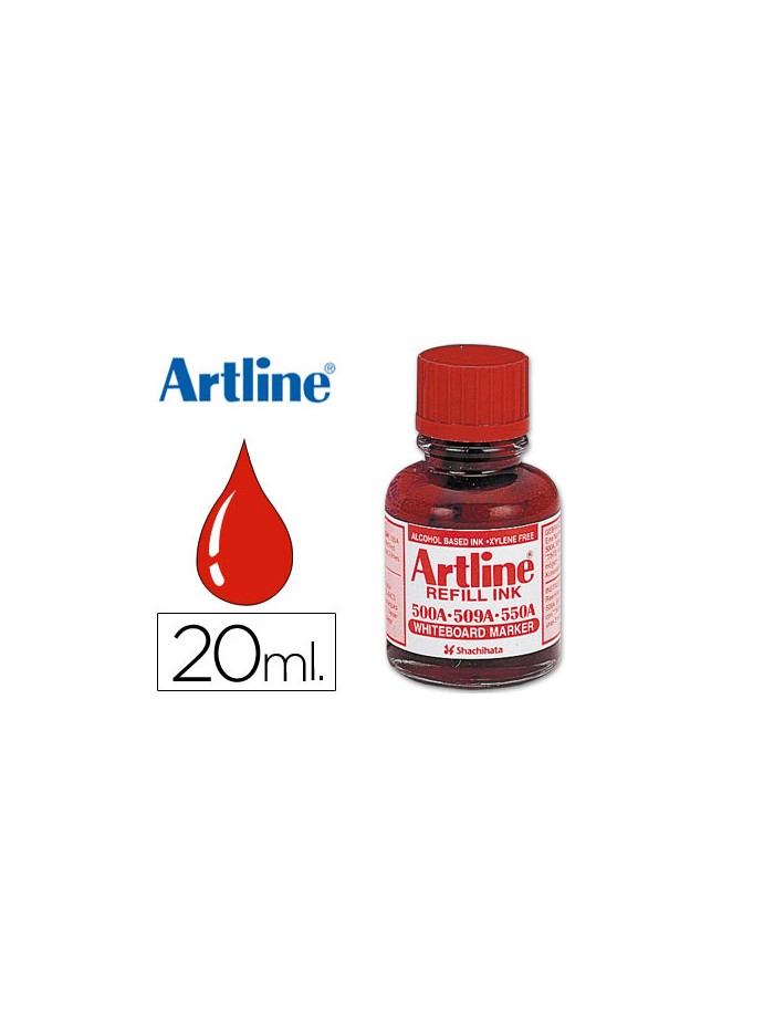 Tinta artline rojo para rotulador pizarra blanca 500a bote 20 ml Tinta artline rojo para rotulador pizarra blanca 500a bote 20 ml