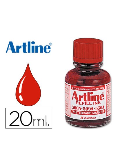 Tinta artline rojo para rotulador pizarra blanca 500a bote 20 ml
