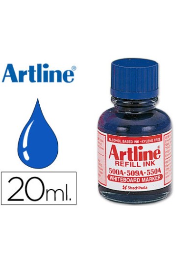 Tinta artline azul para rotulador pizarra blanca 500a bote 20 ml