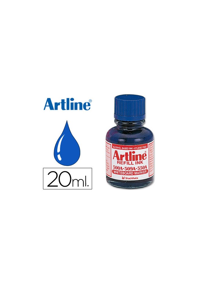Tinta artline azul para rotulador pizarra blanca 500a bote 20 ml Tinta artline azul para rotulador pizarra blanca 500a bote 20 ml