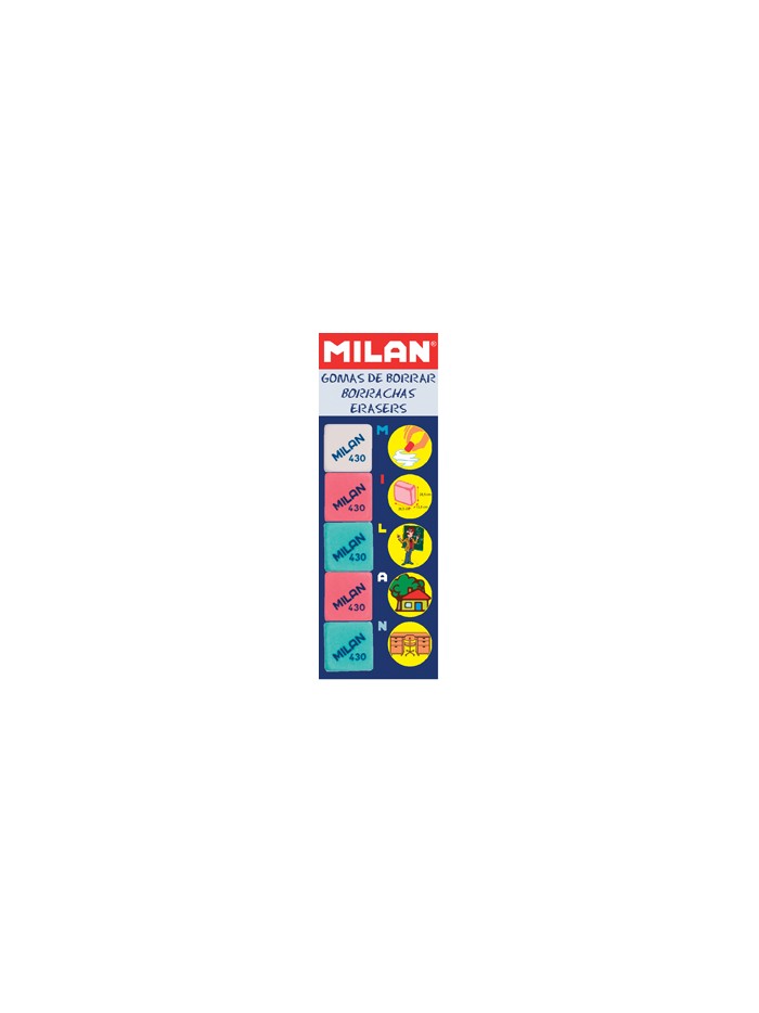 Goma de borrar milan 430-5 blister de 5 unidades Goma de borrar milan 430-5 blister de 5 unidades