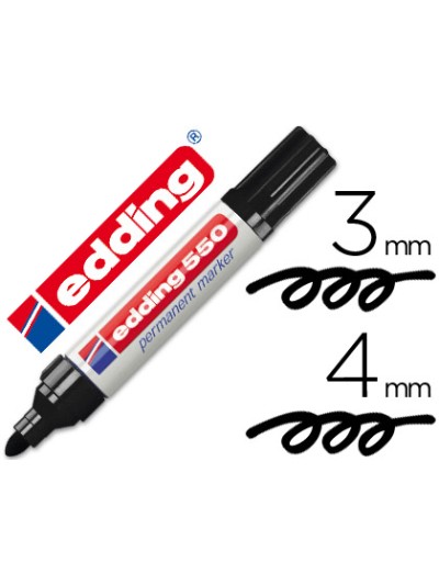 Rotulador edding punta fibra permanente 550 negro n.1 punta redonda recargable