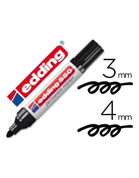 Rotulador edding punta fibra permanente 550 negro n.1 punta redonda recargable
