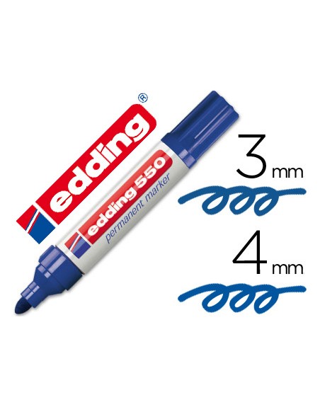 Rotulador edding punta fibra permanente 550 azul n.3 punta redonda recargable
