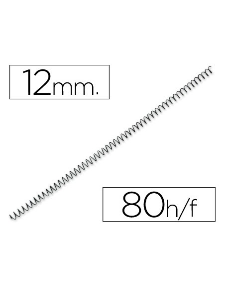 Espiral metalico yosan negro paso 64 5:1 12 mm calibre 1,00 mm